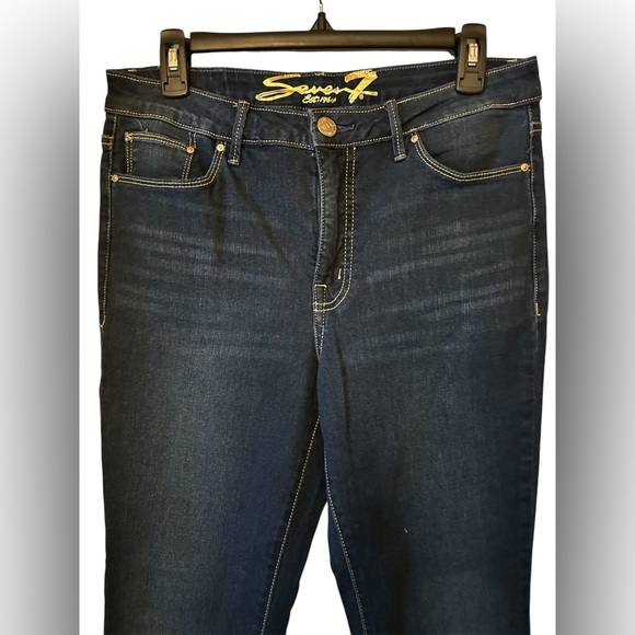 Seven7 Dark Blue Slim Flare Jeans Size 8 - Picture 3 of 7